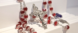 DOUBLE - CAPPED BOHEMIAN CRYSTAL ROSARY | RUBY + STERLING SILVER